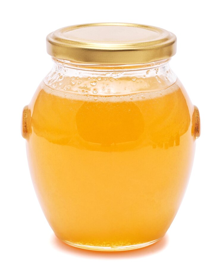 Glass jar fresh honey isolated white background 220507 25219