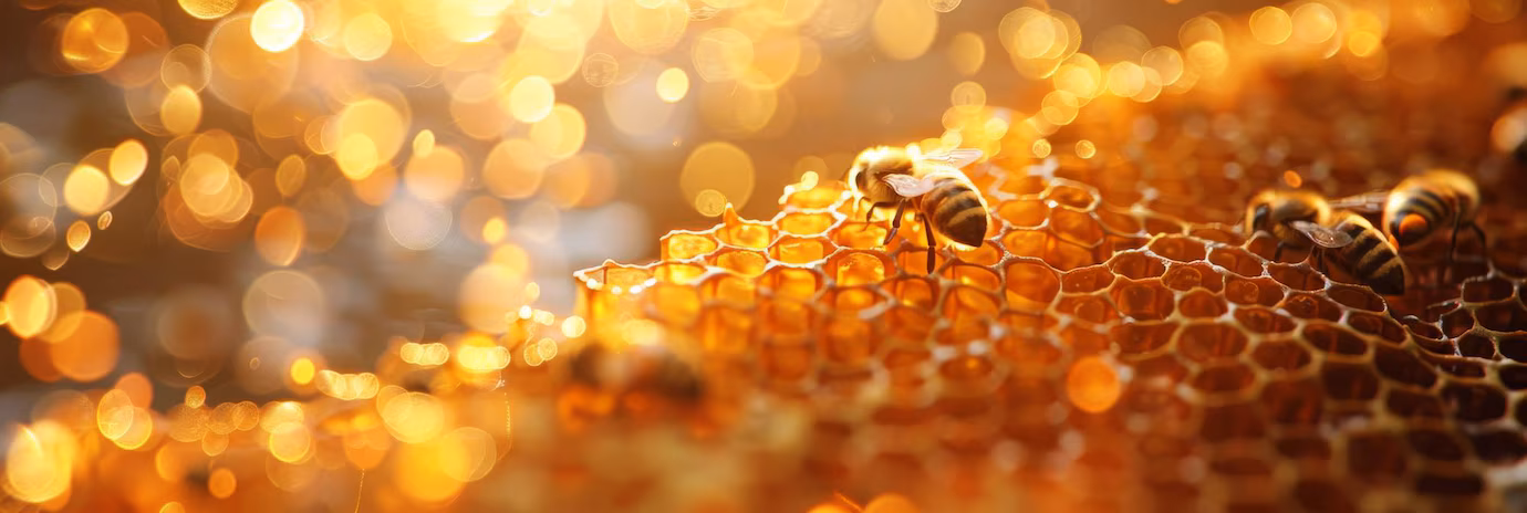 Golden honeycomb texture with busy bees work 97843 41298 (1)